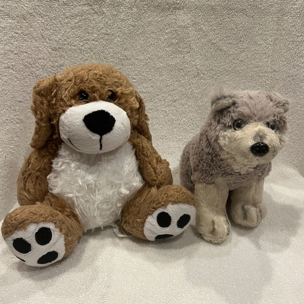 Plush Stuffed Dog Lot Brown White Puppy Dog Gray Wolf Animals Toy‎ FREE SHIPPING
